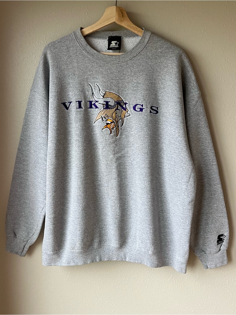 Vintage 90s Starter Sweatshirt Minnesota Vikings NFL Men’s 2XL Gray Crewneck